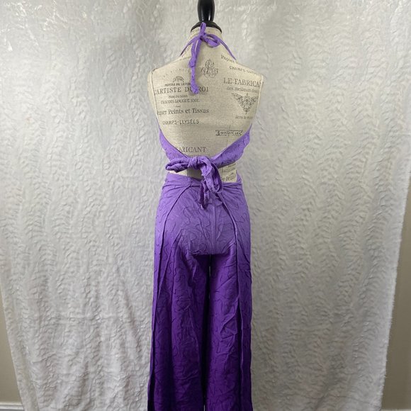 Vintage 2 piece wrap palazzo pants with Halter top Made in India 100% Rayon - Picture 5 of 10